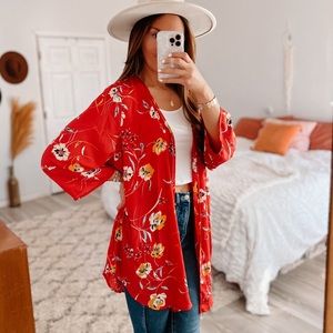 Maurices Red Floral Kimono • Plus Size 2X